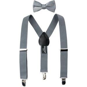 Spring Notion Gray Suspenders and Bow Tie Set Sz Large